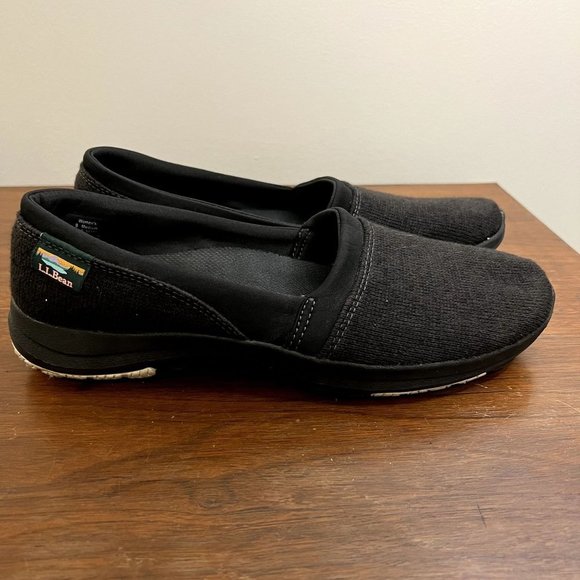 LL Bean All Around Slip On Shoe‎ Fleece Comfort Cushion  -Women's 9 M - Black - Picture 1 of 9